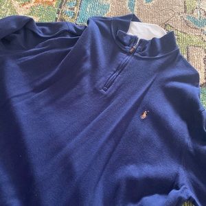 Long sleeve navy polo dress sweater.